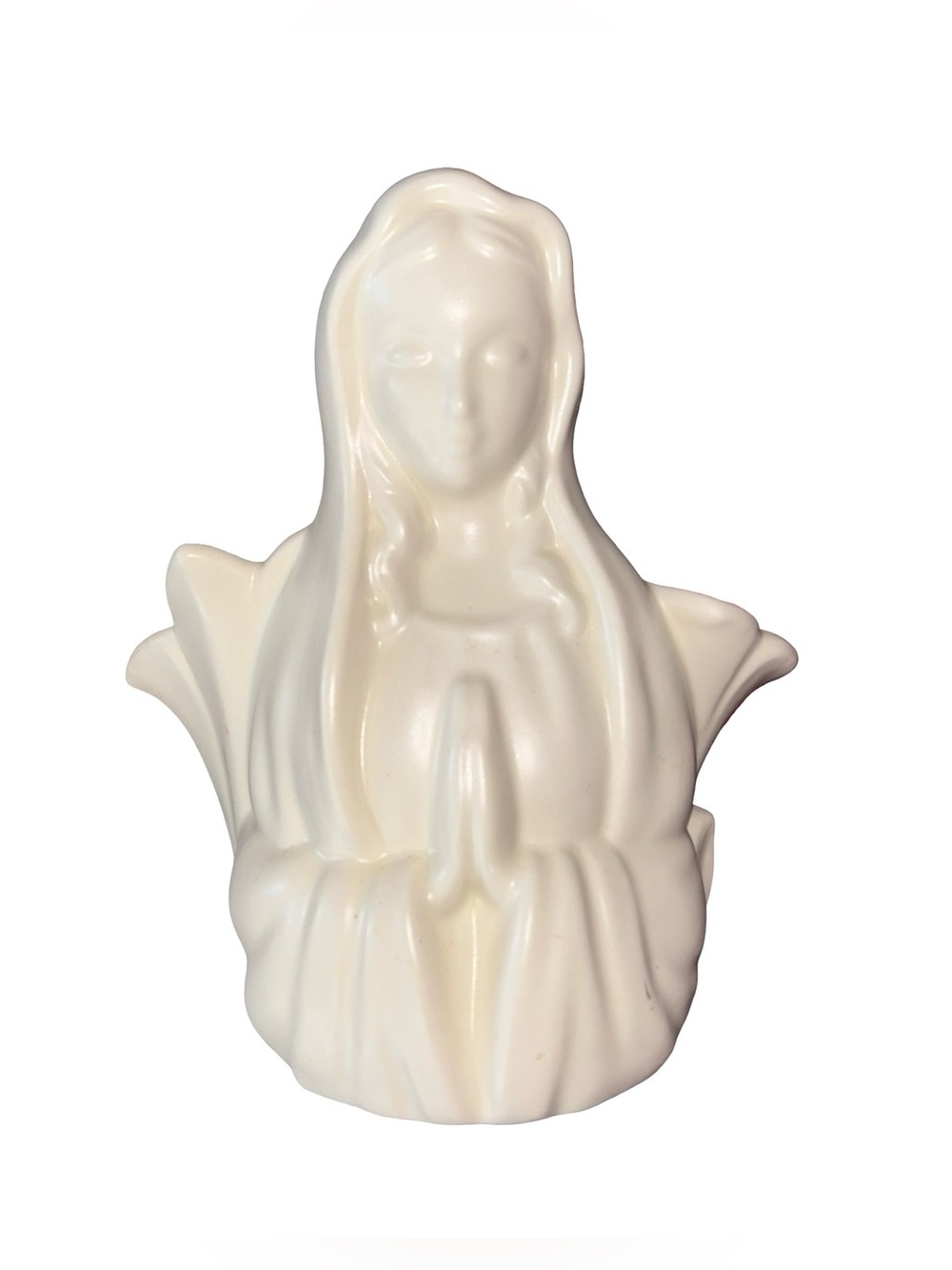 VTG Royal Haeger Virgin Mary Madonna Praying Planter Vase Ceramic White 9.75"